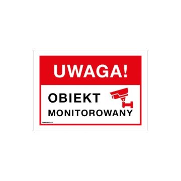 Attention, object monitored - sign size 210x150mm - PVC - UV color print - TAB173