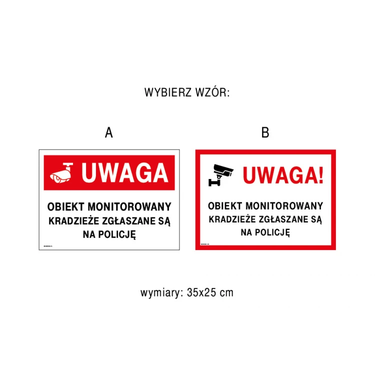 Attention, object monitored - sign size 350x250mm - PVC - UV color print - TAB177