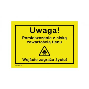 Caution, Low Oxygen Area - Warning Sign 250x175mm - PVC - UV Print - BHP174