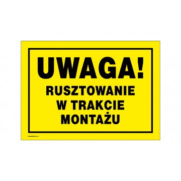 Caution, scaffolding under construction - warning sign dimensions 350x250mm - PVC - UV color print - BHP148