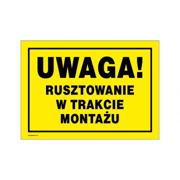 Caution, scaffolding under construction - warning sign dimensions 350x250mm - PVC - UV color print - BHP148