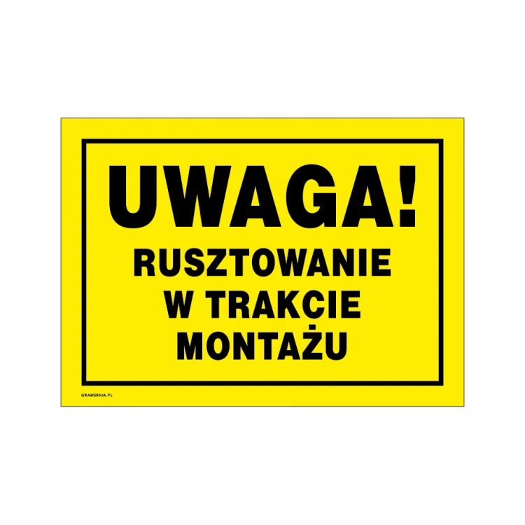 Caution, scaffolding under construction - warning sign dimensions 350x250mm - PVC - UV color print - BHP148