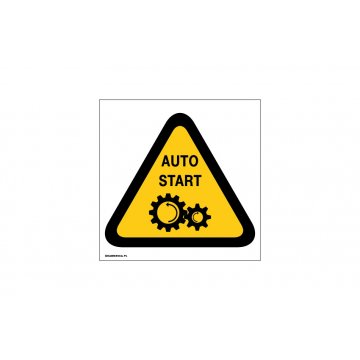 Caution Automatic Start-up - dim. 150x150mm - PVC - UV color print - BHP019