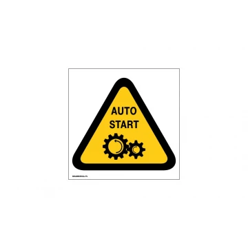 Caution Automatic Start-up - dim. 150x150mm - PVC - UV color print - BHP019