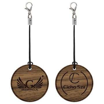 Wooden key ring with engraving - solid walnut wood - size 34 mm - BRL040