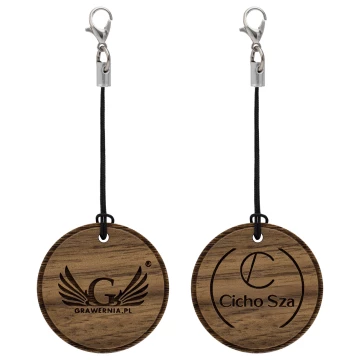 Wooden key ring with engraving - solid walnut wood - size 34 mm - BRL040