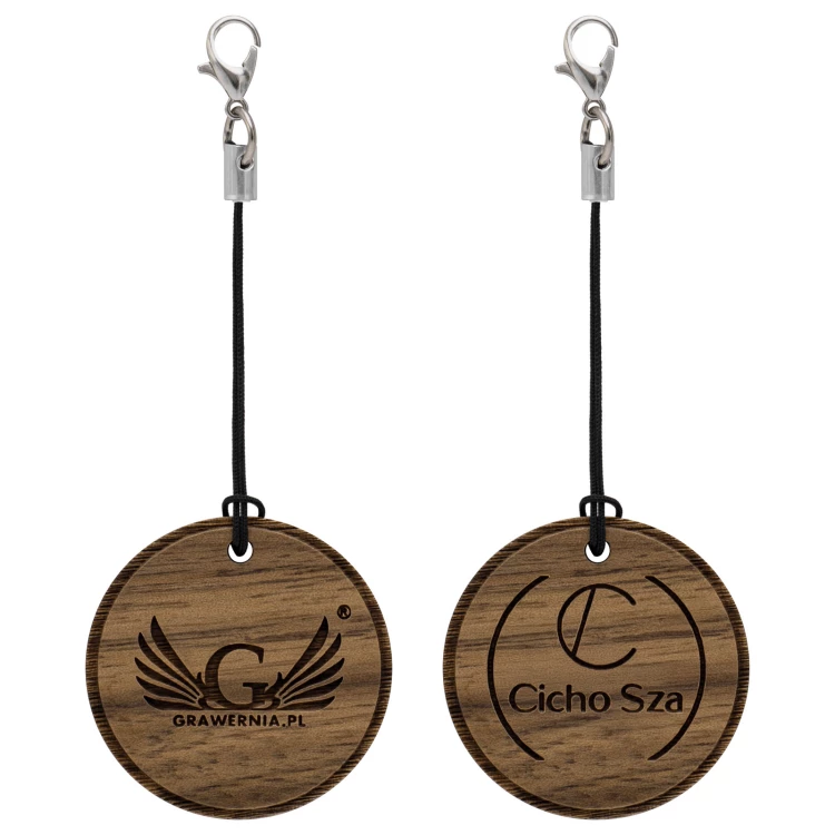 Wooden key ring with engraving - solid walnut wood - size 34 mm - BRL040
