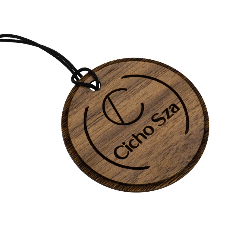 Wooden key ring with engraving - solid walnut wood - size 34 mm - BRL040