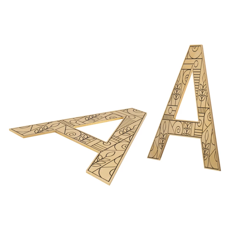 Numbers and letters cut from brass - H 130 mm - CNC114