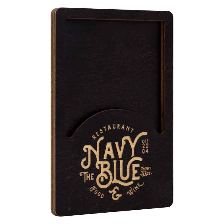 Wooden waiter's payer - custom laser engraving - size 110x170 mm - MEN029