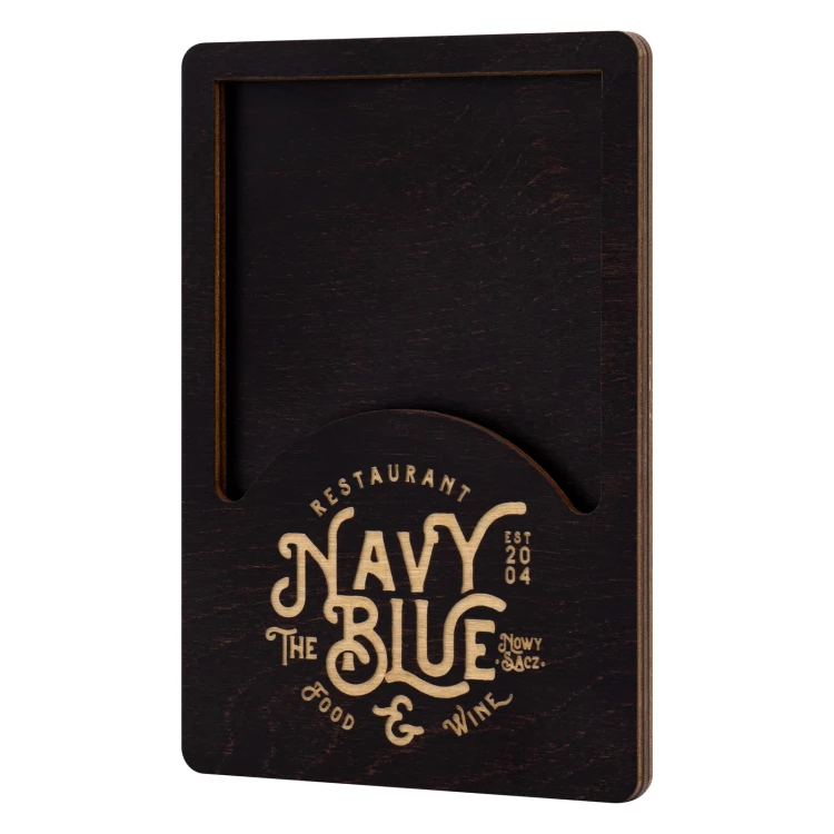 Wooden waiter's payer - custom laser engraving - size 110x170 mm - MEN029