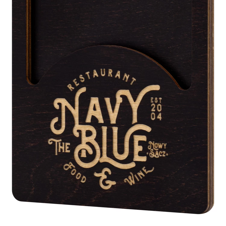 Wooden waiter's payer - custom laser engraving - size 110x170 mm - MEN029