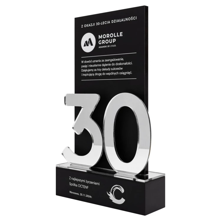 Business anniversary statuette - 30th anniversary gift for a company - wys. 25 cm - DTA205