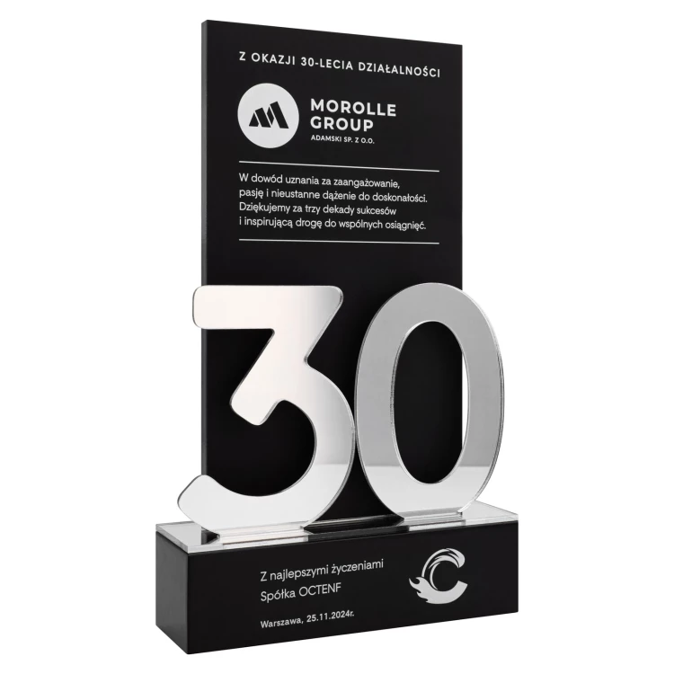 Business anniversary statuette - 30th anniversary gift for a company - wys. 25 cm - DTA205