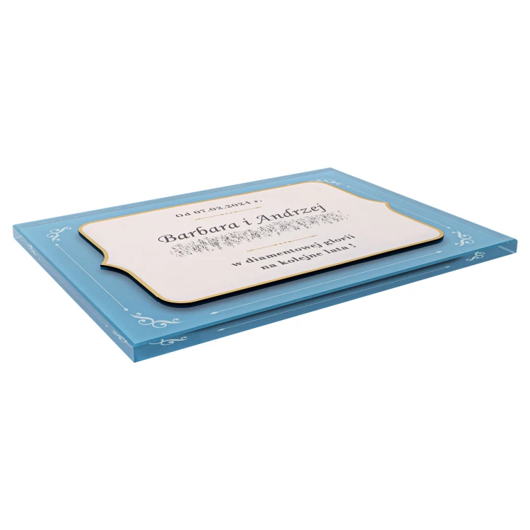 UV printed glass diploma - wedding anniversary - size 210x297mm (A4 format) - DUV106
