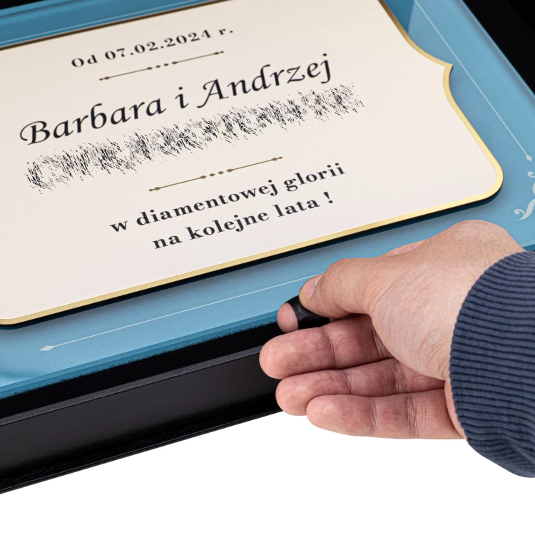 UV printed glass diploma - wedding anniversary - size 210x297mm (A4 format) - DUV106