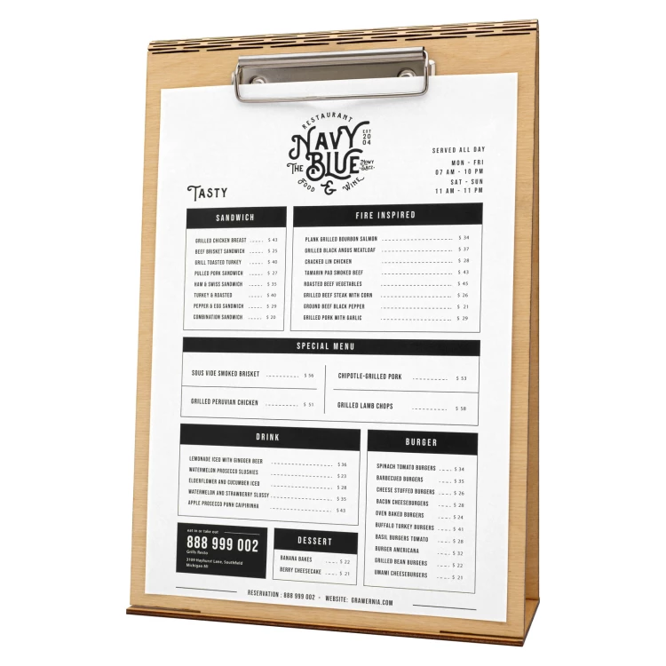 Double-sided wooden stand with clip (A4 format) - size 23x34 cm - ST087