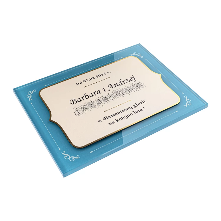 UV printed glass diploma - wedding anniversary - size 210x297mm (A4 format) - DUV106