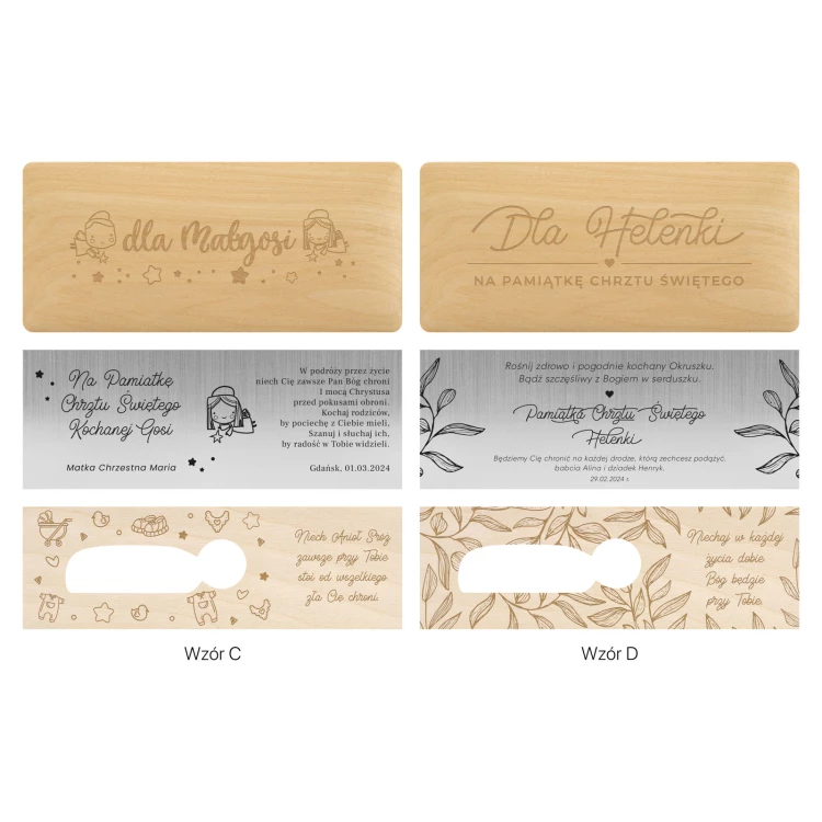 Silver comb in wooden box with dedication - Christening souvenir - G9-1
