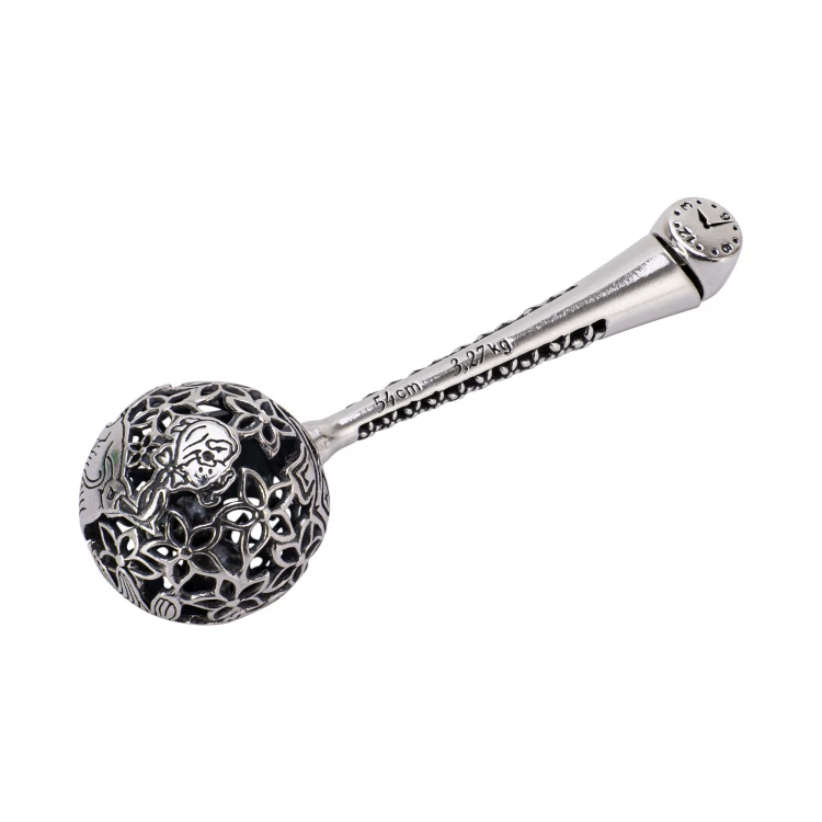 Silver rattle in velour box with dedication - Christening souvenir - SRB007