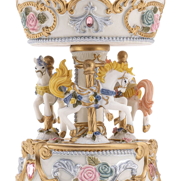 Musical carrousel with music box - Horses - Christening souvenir - POZ009