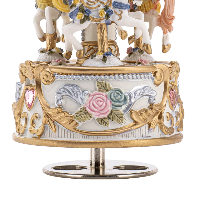 Musical carrousel with music box - Horses - Christening souvenir - POZ009