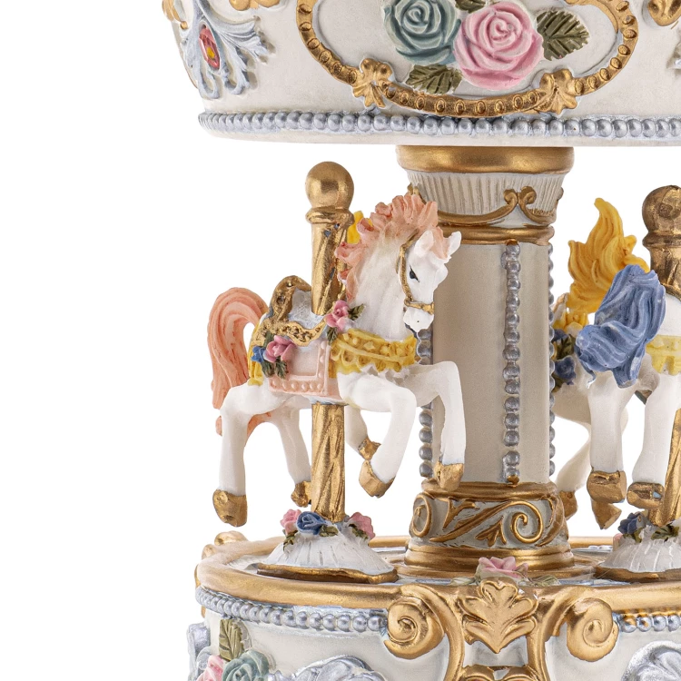 Musical carrousel with music box - Horses - Christening souvenir - POZ009