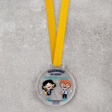 Pupil passport medal - 5mm thick transparent acrylic - dia. 60mm - MGR118