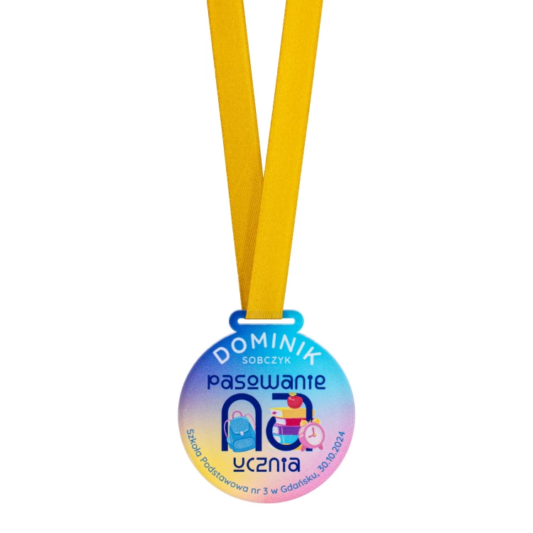 Pupil passport medal - 5mm thick transparent acrylic - dia. 60mm - MGR115