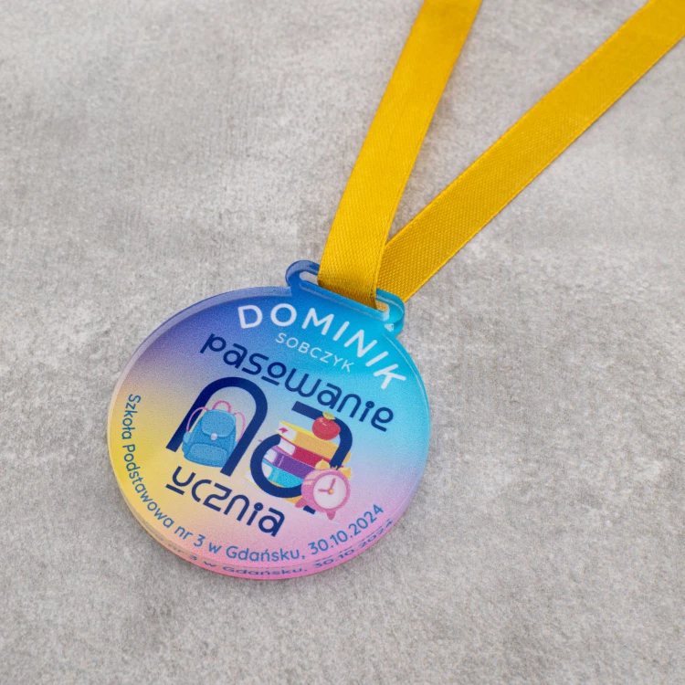 Pupil passport medal - 5mm thick transparent acrylic - dia. 60mm - MGR115