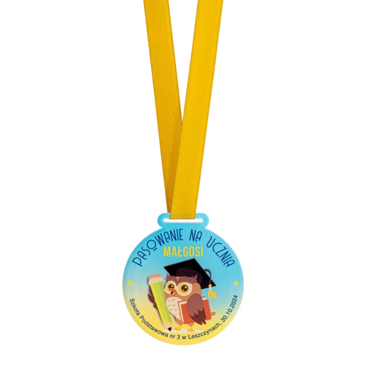 Pupil passport medal - 5mm thick transparent acrylic - dia. 60mm - MGR116