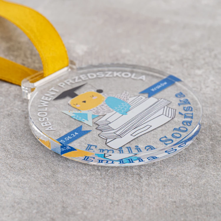 Pre-school graduation medal - 5mm thick transparent acrylic - 60mm diameter - MGR119