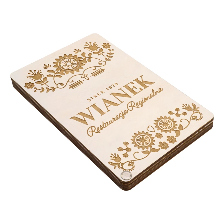Wooden waiter's paypal - custom laser engraving - size 115x170mm - MEN030
