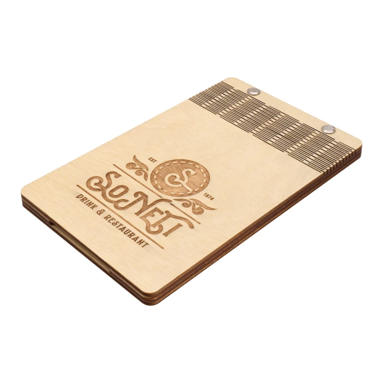 Wooden waiter's paypal - custom laser engraving - size 115x180mm - MEN033