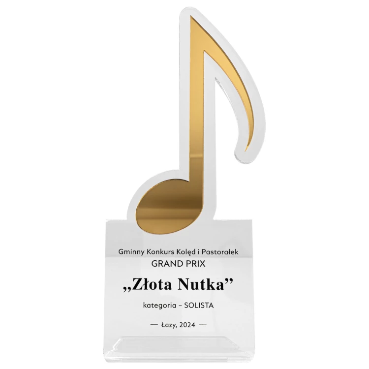 Golden Note music award - acrylic statuette for a musician - H 108x230 mm - DTA170