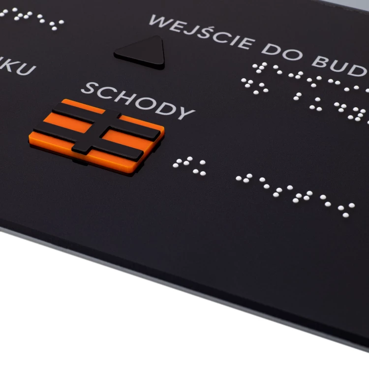 Braille plan with tile writing - ADA material, 3D doming, laminate and acrylic - Dimension 480x380 mm - TAB665