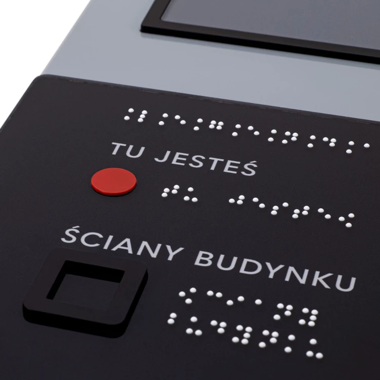 Braille plan with tile writing - ADA material, 3D doming, laminate and acrylic - Dimension 480x380 mm - TAB665
