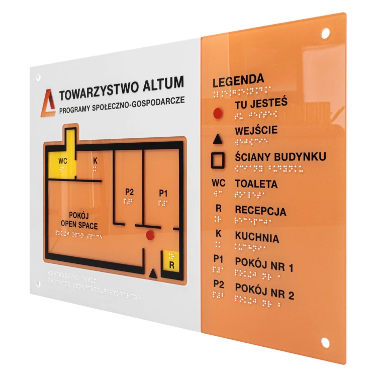 Braille plan with Braille - Hard PVC, ADA plastic and acrylic - Dimension 475x320 mm - TAB666