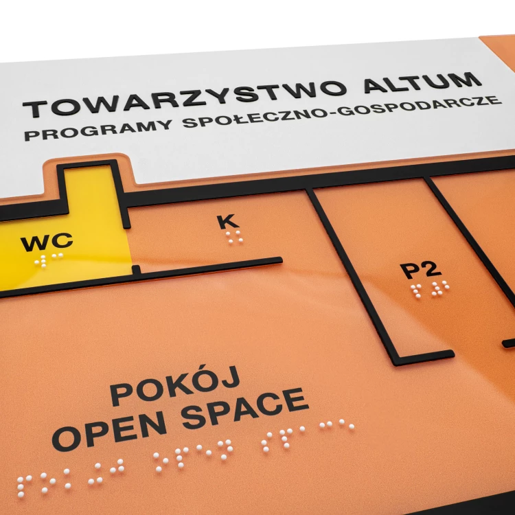 Braille plan with Braille - Hard PVC, ADA plastic and acrylic - Dimension 475x320 mm - TAB666