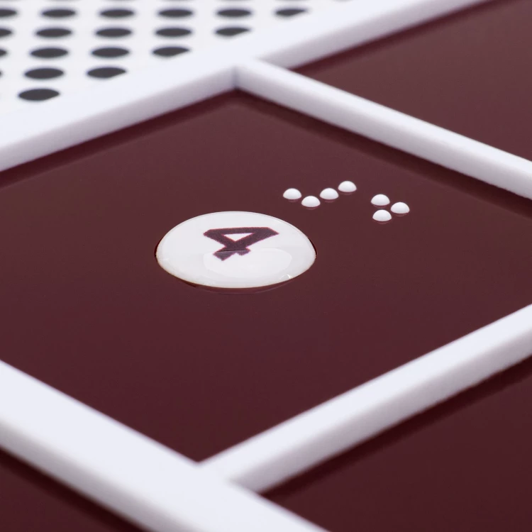 Braille plan with tile writing - ADA material, 3D doming, laminate and acrylic - Dimension 530x350 mm - TAB696