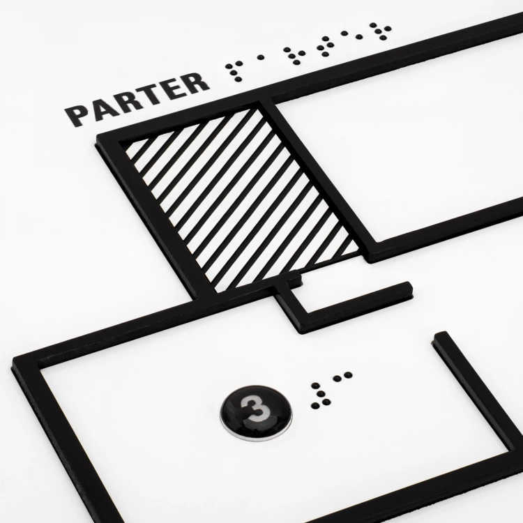 Braille tile plan - PVC hard, ADA plastic, laminate and acrylic - Dimension 550x435 mm - TAB674