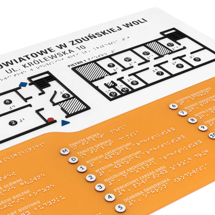 Braille tile plan - PVC hard, ADA plastic, laminate and acrylic - Dimension 550x435 mm - TAB674