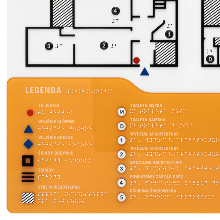 Braille tile plan - PVC hard, ADA plastic, laminate and acrylic - Dimension 550x435 mm - TAB674