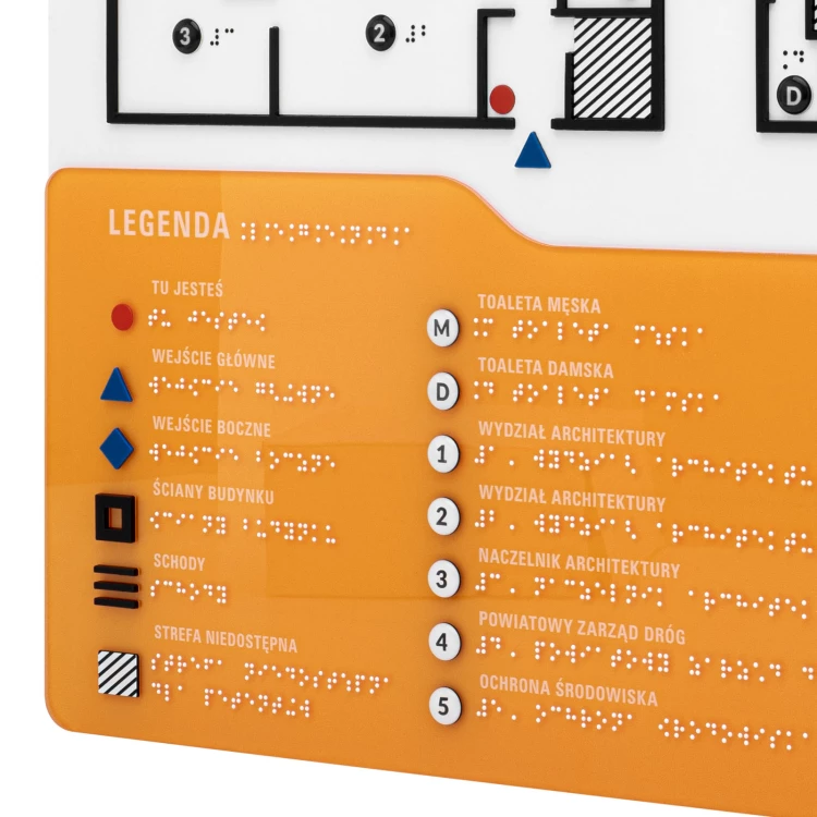 Braille tile plan - PVC hard, ADA plastic, laminate and acrylic - Dimension 550x435 mm - TAB674