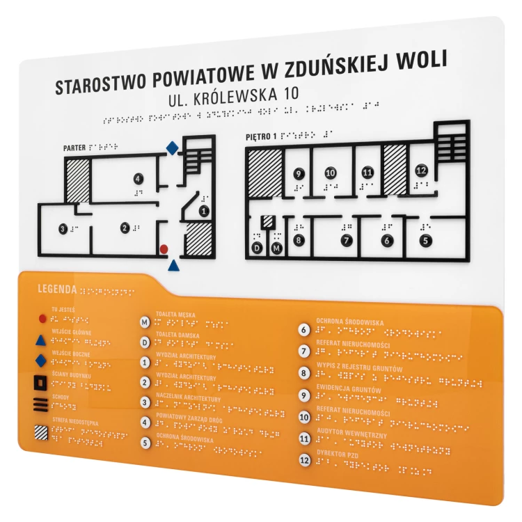 Braille tile plan - PVC hard, ADA plastic, laminate and acrylic - Dimension 550x435 mm - TAB674