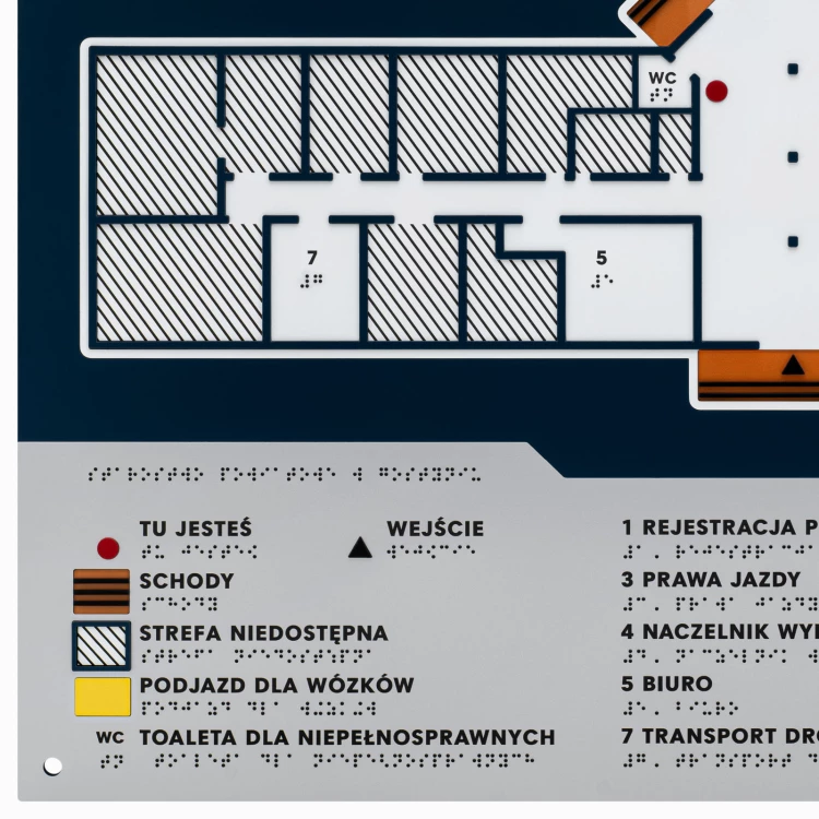 Braille tile plan - PVC hard, ADA plastic, laminate and acrylic - Dimension 475x480 mm - TAB675