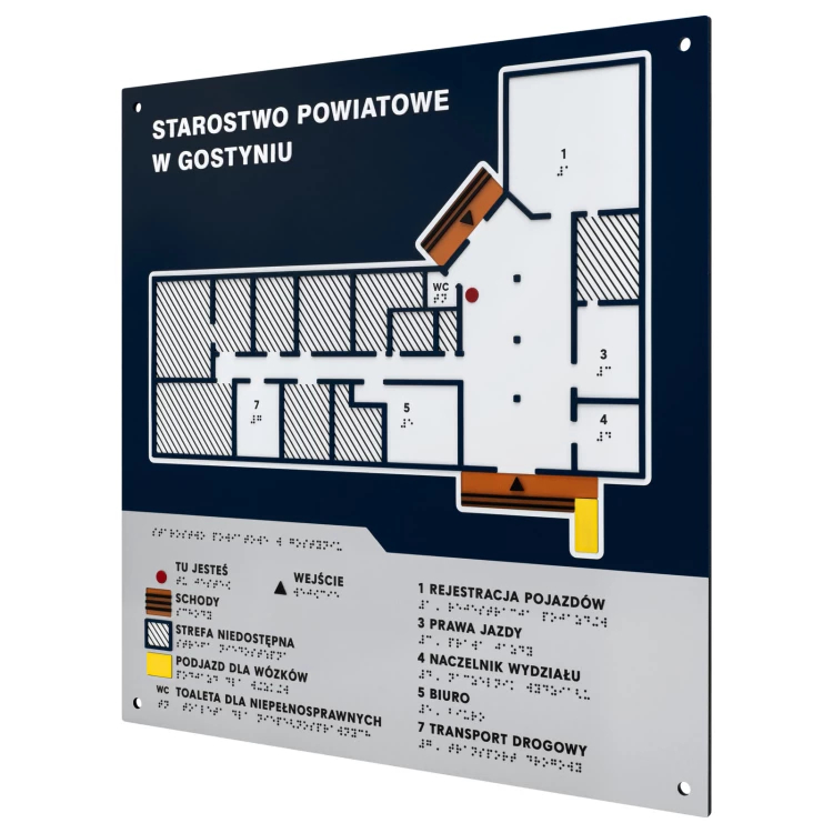 Braille tile plan - PVC hard, ADA plastic, laminate and acrylic - Dimension 475x480 mm - TAB675