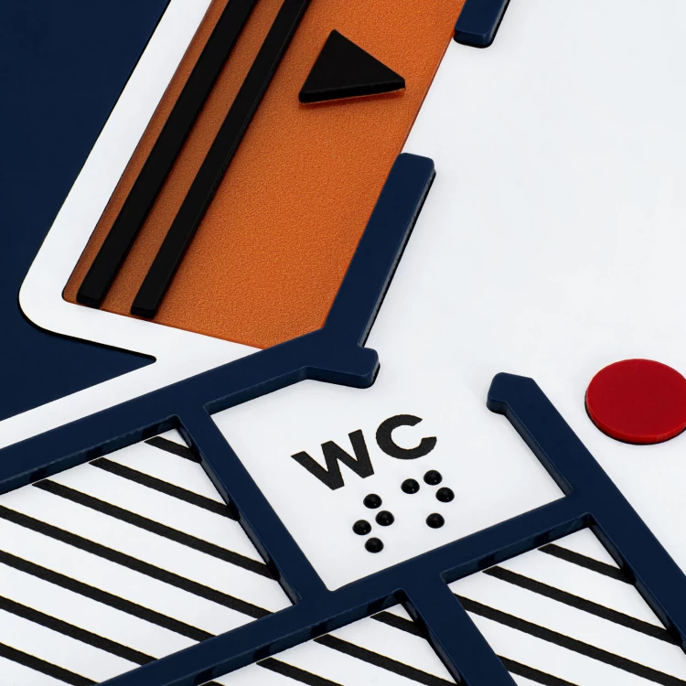Braille tile plan - PVC hard, ADA plastic, laminate and acrylic - Dimension 475x480 mm - TAB675