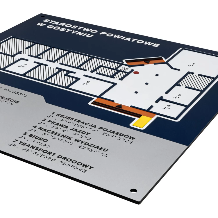 Braille tile plan - PVC hard, ADA plastic, laminate and acrylic - Dimension 475x480 mm - TAB675