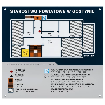 Braille tile plan - PVC hard, ADA plastic, laminate and acrylic - Dimension 480x440 mm - TAB676